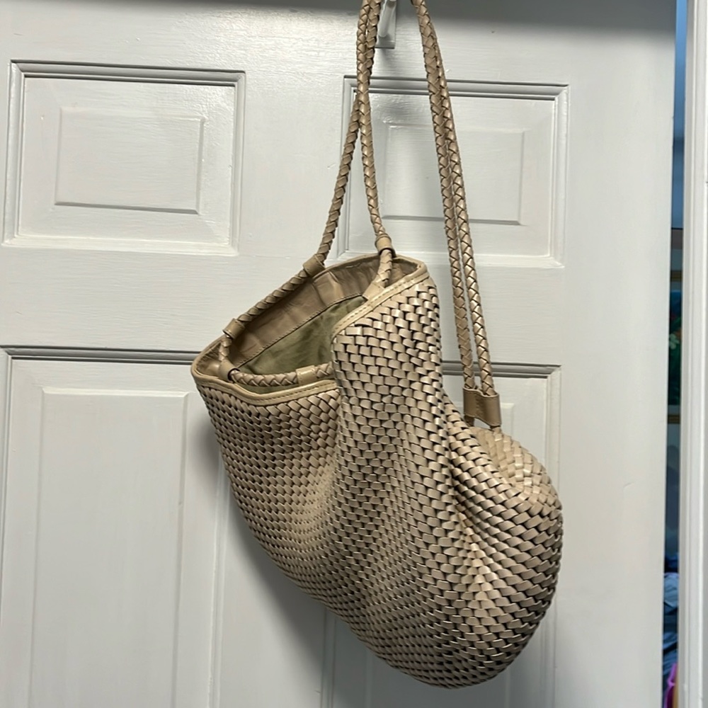 Cream color leather Bembien purse backpack